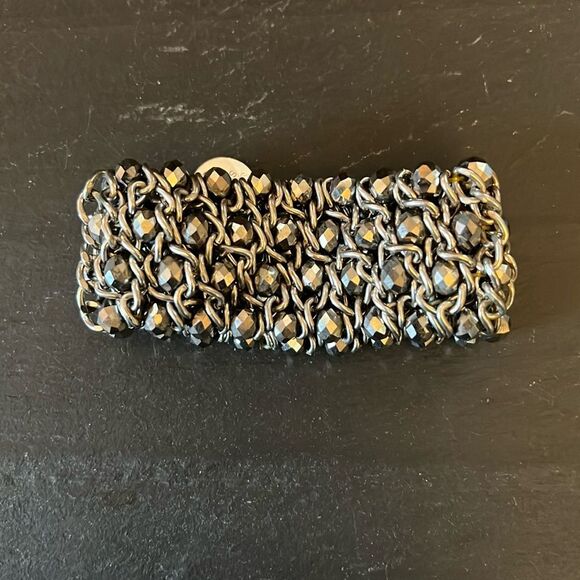 silver tone chain stretch bracelet - Picture 1 of 2